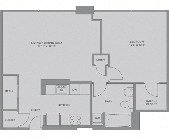 Floorplan for Apartment #01-504, 1 bedroom unit at Halstead Haverhill